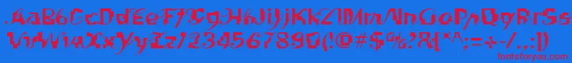 Linotypekonflikt Font – Red Fonts on Blue Background