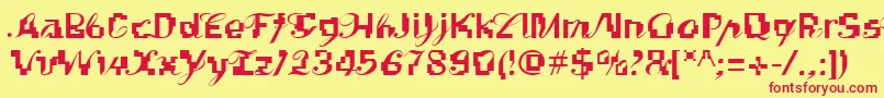 Linotypekonflikt Font – Red Fonts on Yellow Background