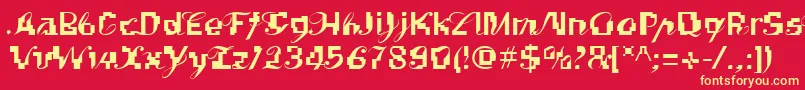 Fonte Linotypekonflikt – fontes amarelas em um fundo vermelho