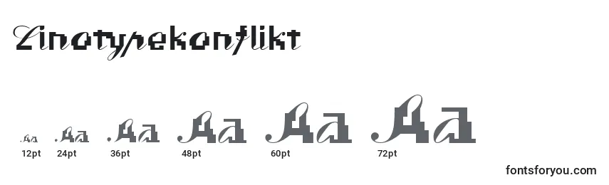 Linotypekonflikt-fontin koot