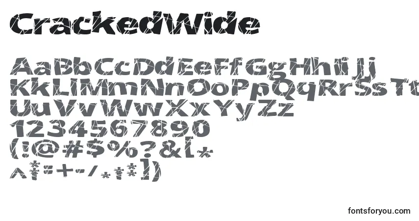 Czcionka CrackedWide – alfabet, cyfry, specjalne znaki