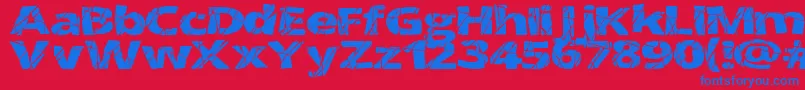CrackedWide-Schriftart – Blaue Schriften auf rotem Hintergrund
