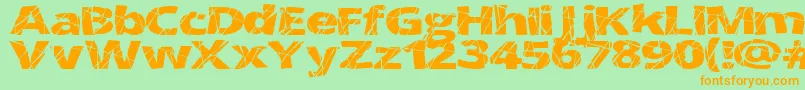 CrackedWide-Schriftart – Orangefarbene Schriften auf grünem Hintergrund