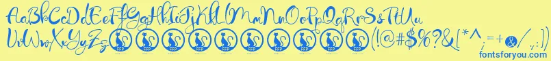 LibertinasCoFontFfp Font – Blue Fonts on Yellow Background