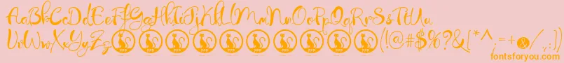 LibertinasCoFontFfp-Schriftart – Orangefarbene Schriften auf rosa Hintergrund