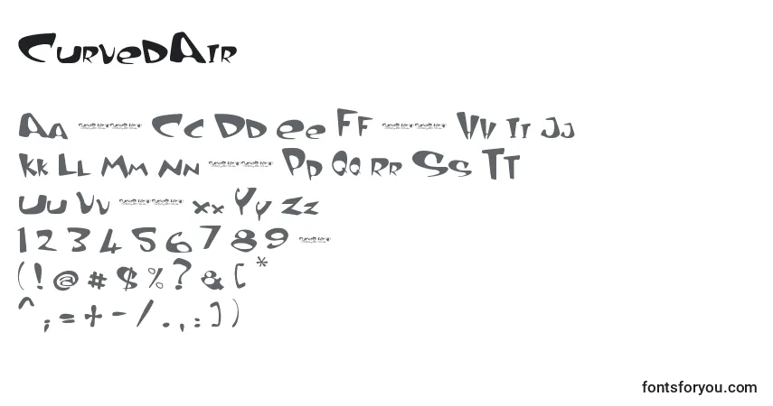 A fonte CurvedAir – alfabeto, números, caracteres especiais