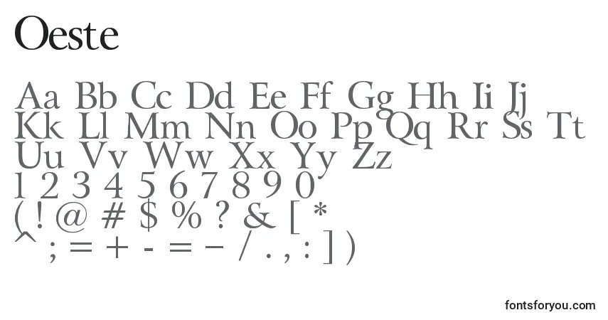 Schriftart Oeste – Alphabet, Zahlen, spezielle Symbole