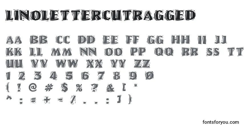 Schriftart Linolettercutragged – Alphabet, Zahlen, spezielle Symbole