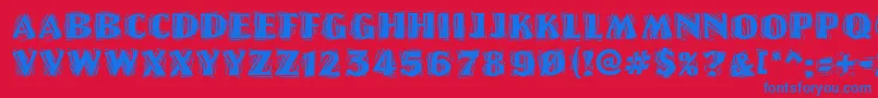 Linolettercutragged Font – Blue Fonts on Red Background