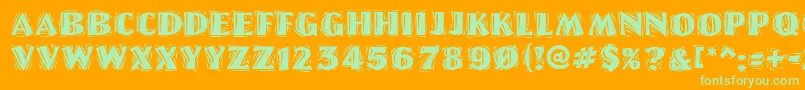 Linolettercutragged Font – Green Fonts on Orange Background