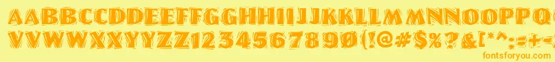 Linolettercutragged Font – Orange Fonts on Yellow Background
