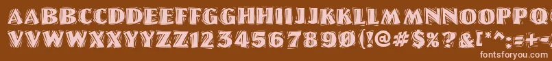 Linolettercutragged Font – Pink Fonts on Brown Background