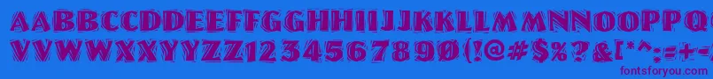 Linolettercutragged Font – Purple Fonts on Blue Background