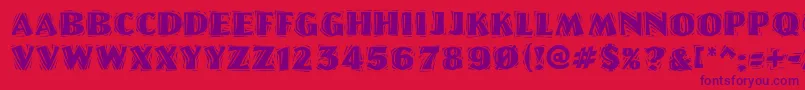 Linolettercutragged Font – Purple Fonts on Red Background