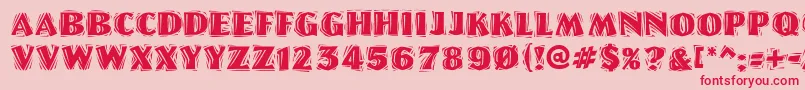 Linolettercutragged-Schriftart – Rote Schriften auf rosa Hintergrund