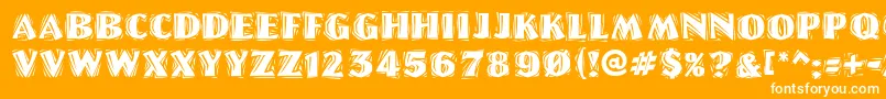フォントLinolettercutragged – オレンジの背景に白い文字