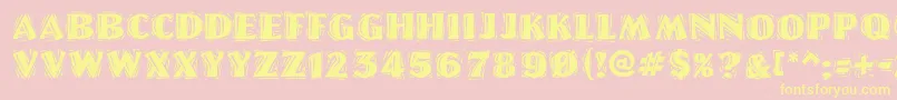 Linolettercutragged-Schriftart – Gelbe Schriften auf rosa Hintergrund