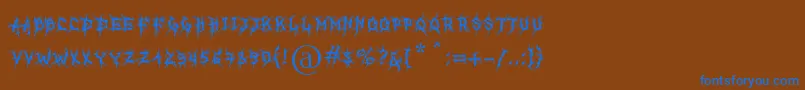 フォントMbRealGrinder – 茶色の背景に青い文字