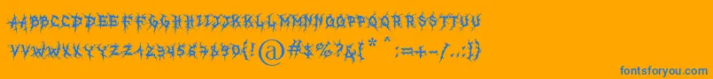 MbRealGrinder-Schriftart – Blaue Schriften auf orangefarbenem Hintergrund