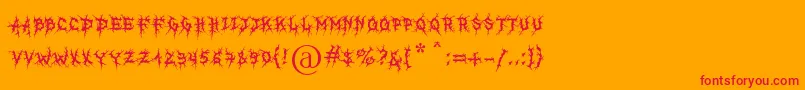 フォントMbRealGrinder – オレンジの背景に赤い文字