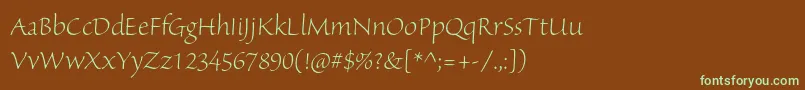 フォントSanvitoproLtdisp – 緑色の文字が茶色の背景にあります。