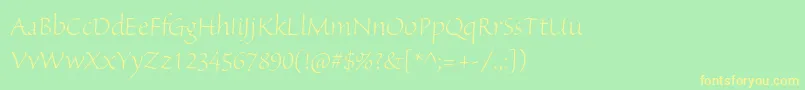 フォントSanvitoproLtdisp – 黄色の文字が緑の背景にあります