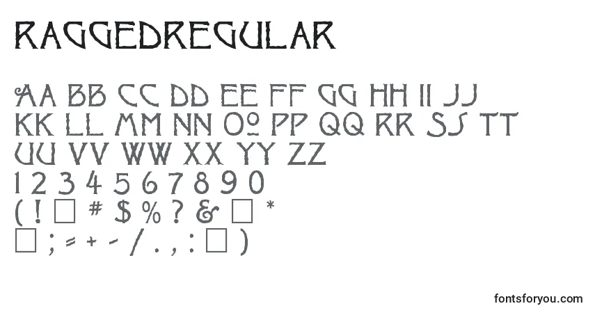Schriftart RaggedRegular – Alphabet, Zahlen, spezielle Symbole