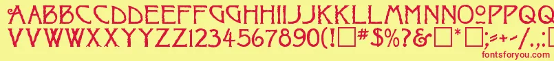 RaggedRegular-Schriftart – Rote Schriften auf gelbem Hintergrund