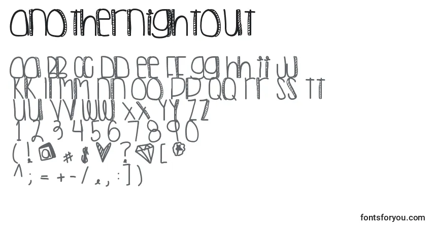 Шрифт Anothernightout – алфавит, цифры, специальные символы