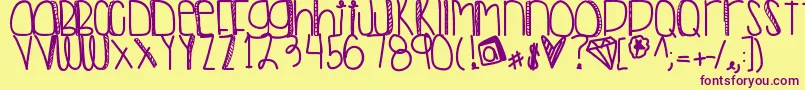 Anothernightout Font – Purple Fonts on Yellow Background