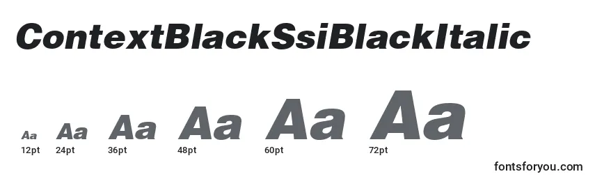 Размеры шрифта ContextBlackSsiBlackItalic
