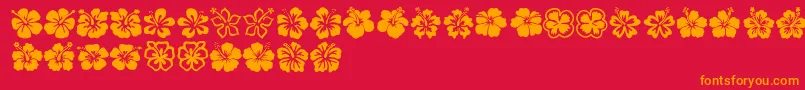 Hibiscus-Schriftart – Orangefarbene Schriften auf rotem Hintergrund