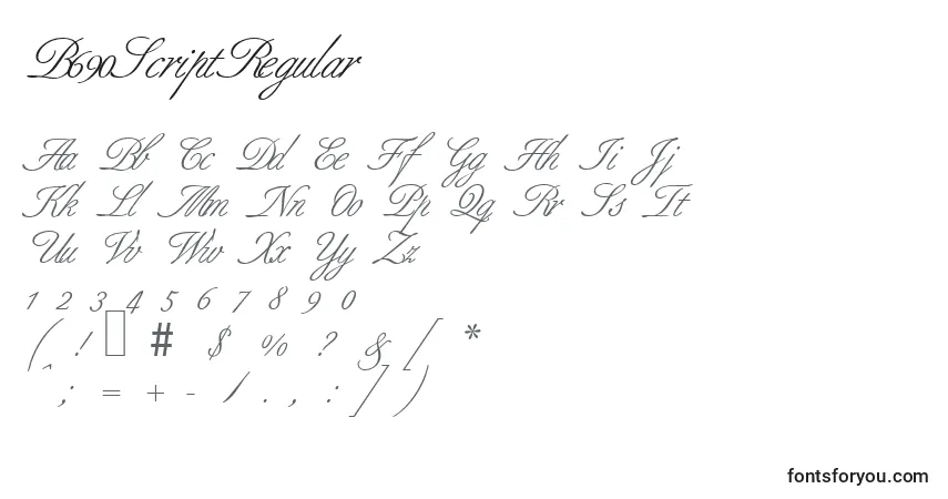 Schriftart B690ScriptRegular – Alphabet, Zahlen, spezielle Symbole
