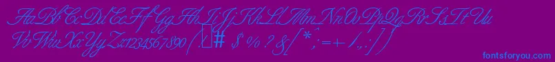 フォントB690ScriptRegular – 紫色の背景に青い文字