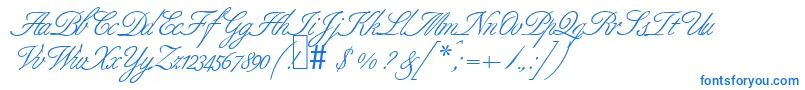 B690ScriptRegular-Schriftart – Blaue Schriften auf weißem Hintergrund