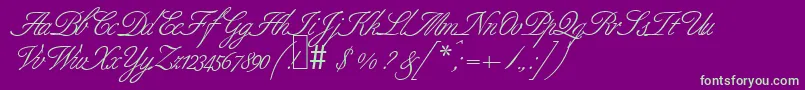 B690ScriptRegular Font – Green Fonts on Purple Background
