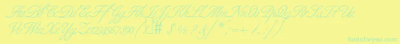 B690ScriptRegular Font – Green Fonts on Yellow Background