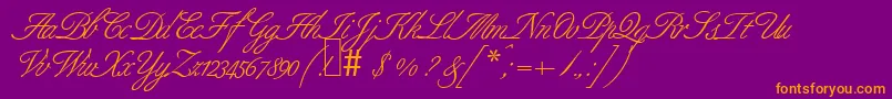 B690ScriptRegular-Schriftart – Orangefarbene Schriften auf violettem Hintergrund