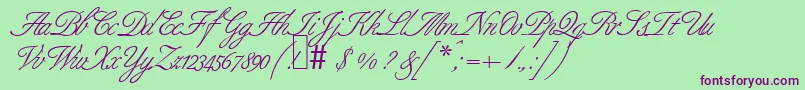 Шрифт B690ScriptRegular – фиолетовые шрифты на зелёном фоне