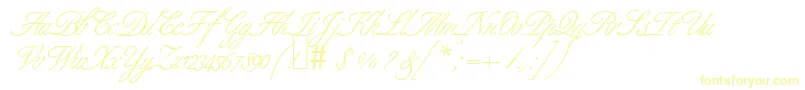 フォントB690ScriptRegular – 白い背景に黄色の文字