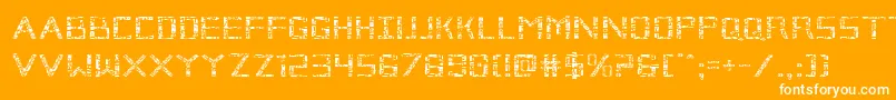 Brokencyborgexpand-Schriftart – Weiße Schriften auf orangefarbenem Hintergrund