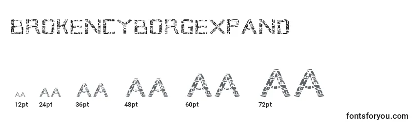 Размеры шрифта Brokencyborgexpand