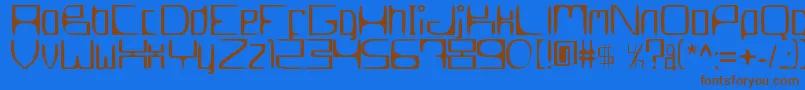 MetroslumJkt002Erc2006 Font – Brown Fonts on Blue Background