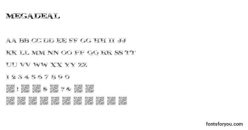 A fonte Megadeal – alfabeto, números, caracteres especiais