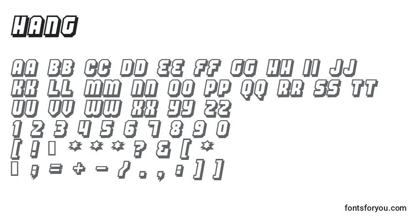 Schriftart Hang – Alphabet, Zahlen, spezielle Symbole