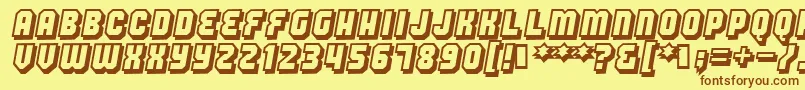 フォントHang – 茶色の文字が黄色の背景にあります。