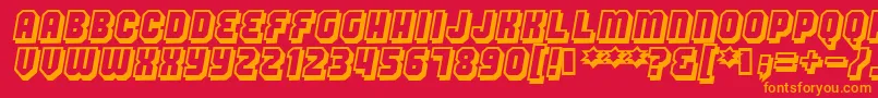 Hang-fontti – oranssit fontit punaisella taustalla