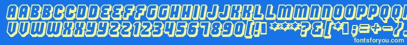 Hang-fontti – keltaiset fontit sinisellä taustalla