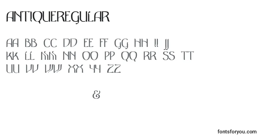 Fuente AntiqueRegular - alfabeto, números, caracteres especiales