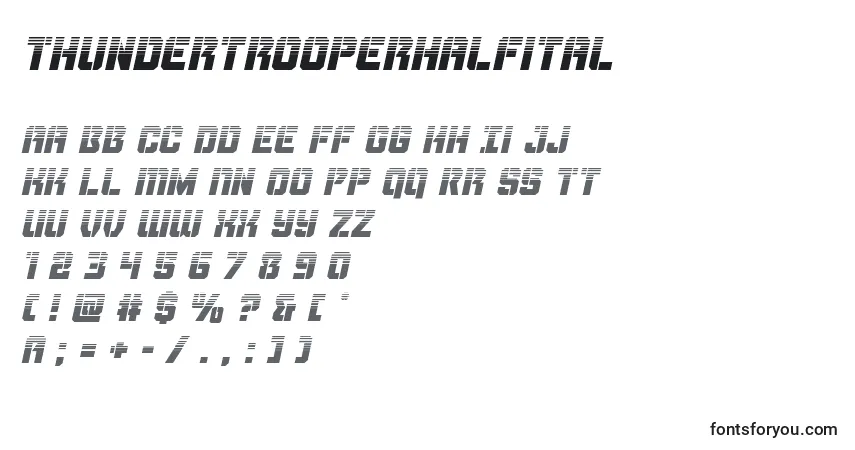 Schriftart Thundertrooperhalfital – Alphabet, Zahlen, spezielle Symbole